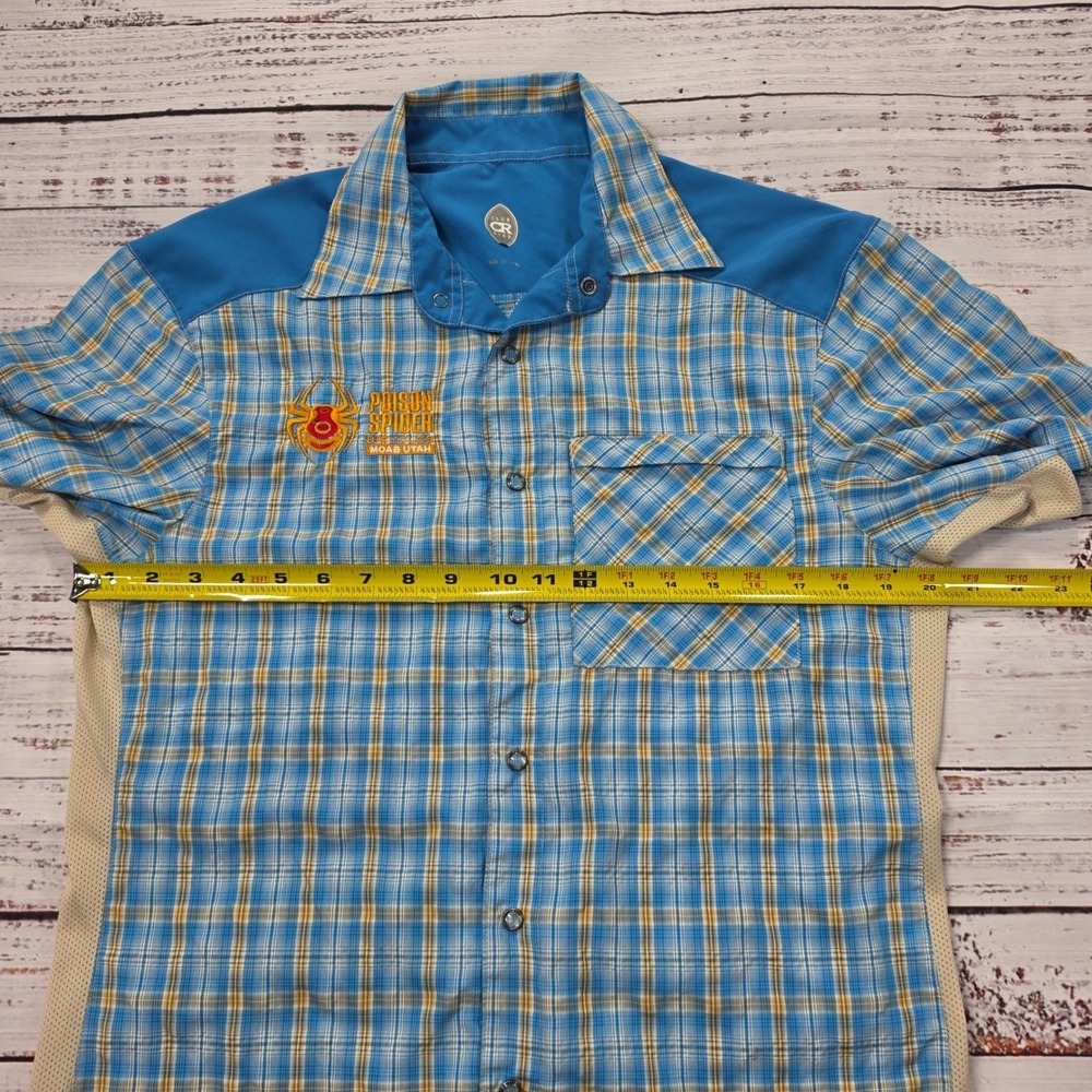 Club Ride Cycling Shirt Mens Medium Blue Plaid Good Vented Zipper Snap MTB Top - Picture 10 of 13